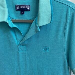 Vilebrequin Men’s Cotton Changing Color Pique Polo Shirt.  Men’s XS. Hawaii Blue